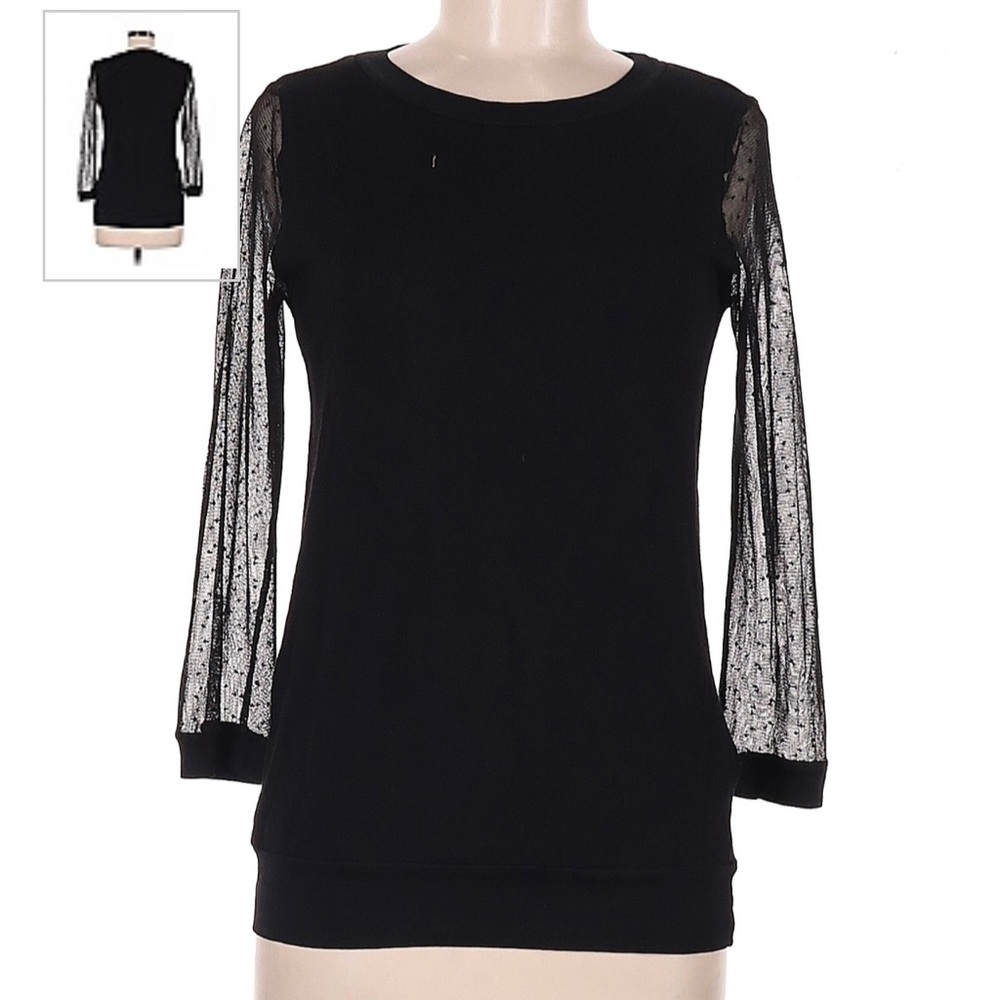 French Connection Clip Dot Mesh Sleeve Sweater